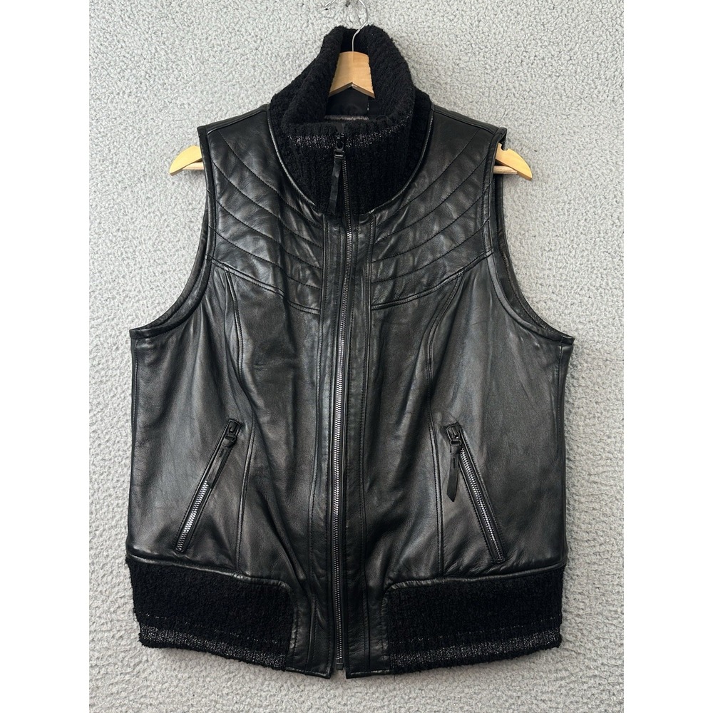 Harley Davidson Vest Womens Fawnridge XL Black Leather Vest 97029-19VW Zip NEW